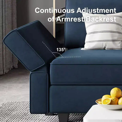 Modular Velvet Sectional Sofa with Storage Seat, 6-Seater, Adjustable Armrest & Washable Covers