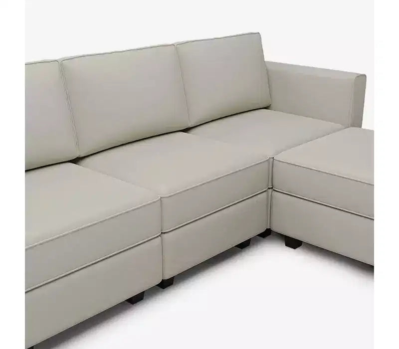 Modular Velvet Sectional Sofa with Storage Seat, 6-Seater, Adjustable Armrest & Washable Covers
