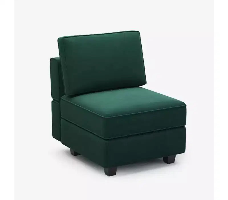 Modular Velvet Sectional Sofa with Storage Seat, 6-Seater, Adjustable Armrest & Washable Covers