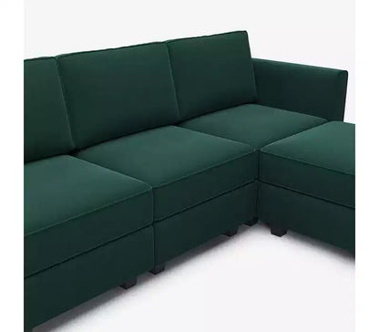 Modular Velvet Sectional Sofa with Storage Seat, 6-Seater, Adjustable Armrest & Washable Covers