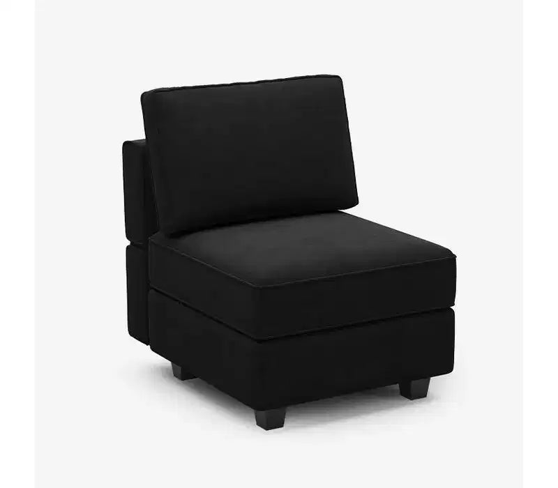 Modular Velvet Sectional Sofa with Storage Seat, 6-Seater, Adjustable Armrest & Washable Covers