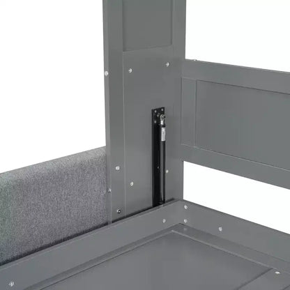 Full Size Murphy Bed with Sofa & Cushion, Folds Flat, MDF, 600 lbs Capacity