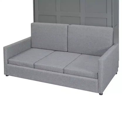Full Size Murphy Bed with Sofa & Cushion, Folds Flat, MDF, 600 lbs Capacity
