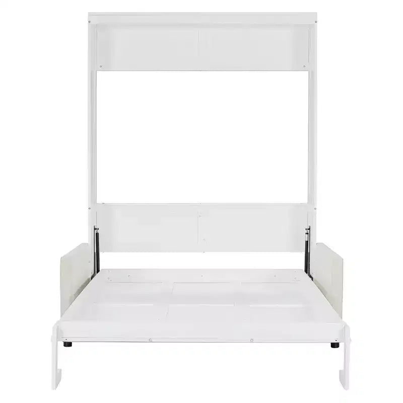Full Size Murphy Bed with Sofa & Cushion, Folds Flat, MDF, 600 lbs Capacity
