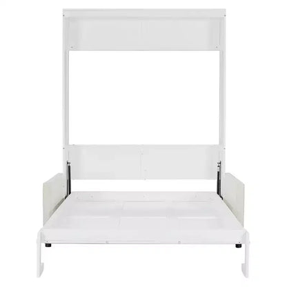 Full Size Murphy Bed with Sofa & Cushion, Folds Flat, MDF, 600 lbs Capacity