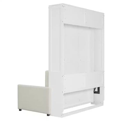 Full Size Murphy Bed with Sofa & Cushion, Folds Flat, MDF, 600 lbs Capacity