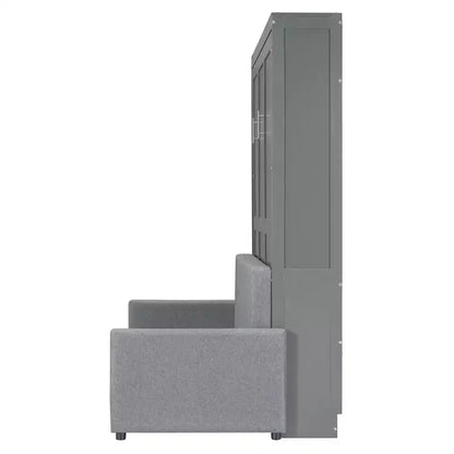 Full Size Murphy Bed with Sofa & Cushion, Folds Flat, MDF, 600 lbs Capacity