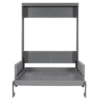 Full Size Murphy Bed with Sofa & Cushion, Folds Flat, MDF, 600 lbs Capacity