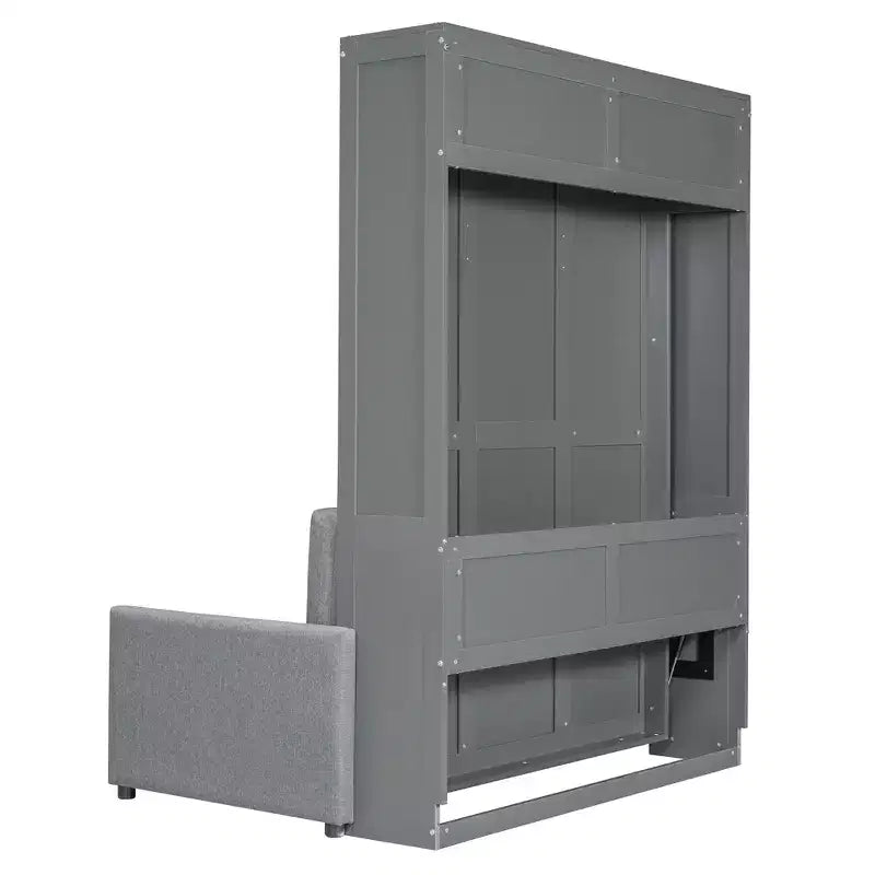 Full Size Murphy Bed with Sofa & Cushion, Folds Flat, MDF, 600 lbs Capacity
