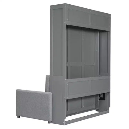 Full Size Murphy Bed with Sofa & Cushion, Folds Flat, MDF, 600 lbs Capacity