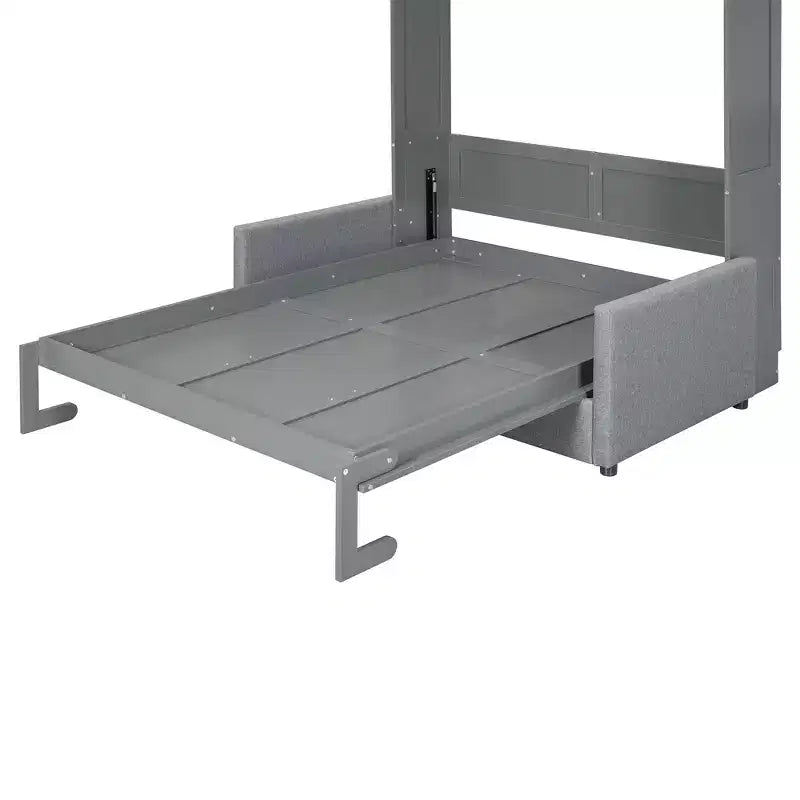 Full Size Murphy Bed with Sofa & Cushion, Folds Flat, MDF, 600 lbs Capacity