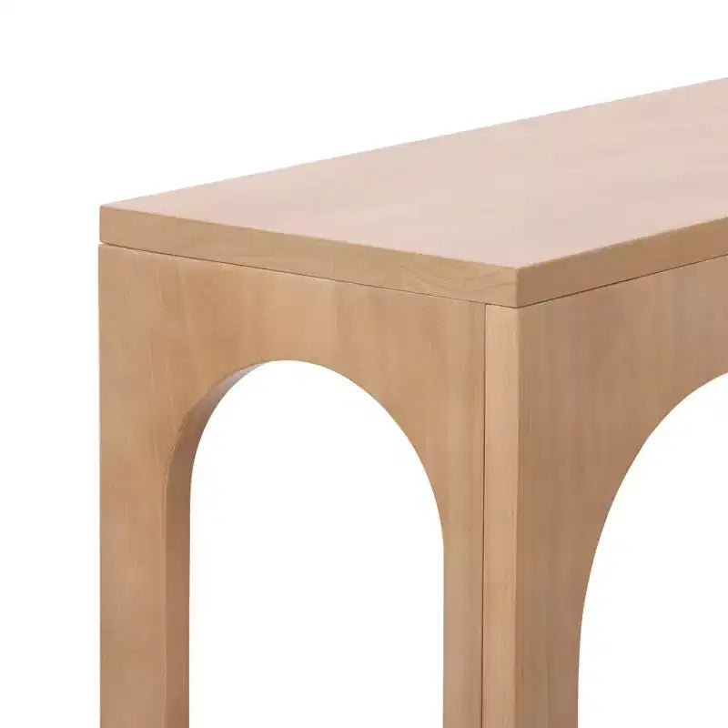 47in Solid Pine Wood Console Table with Arch Legs, Low-VOC Finish, Entryway & Foyer
