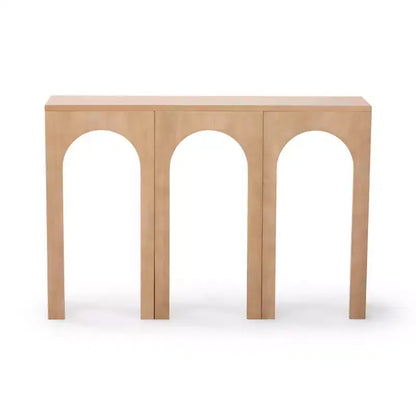 47in Solid Pine Wood Console Table with Arch Legs, Low-VOC Finish, Entryway & Foyer