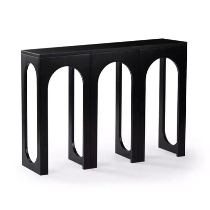 47in Solid Pine Wood Console Table with Arch Legs, Low-VOC Finish, Entryway & Foyer