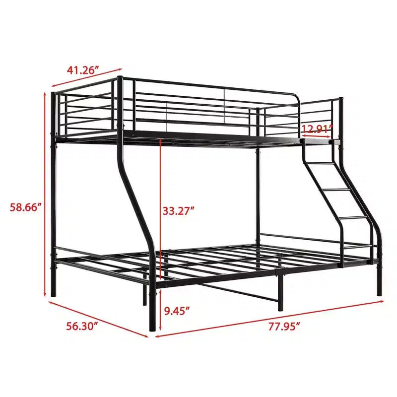 Metal Bunk Bed: Heavy Duty Twin-Over-Full, Easy Assembly, Extra Safe Guardrail