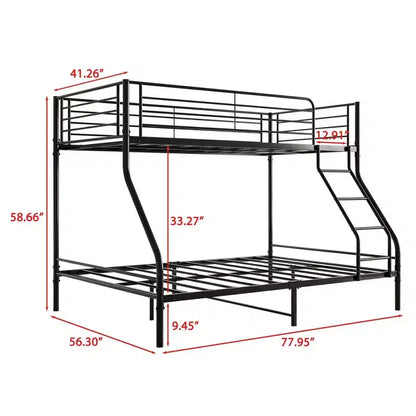 Metal Bunk Bed: Heavy Duty Twin-Over-Full, Easy Assembly, Extra Safe Guardrail