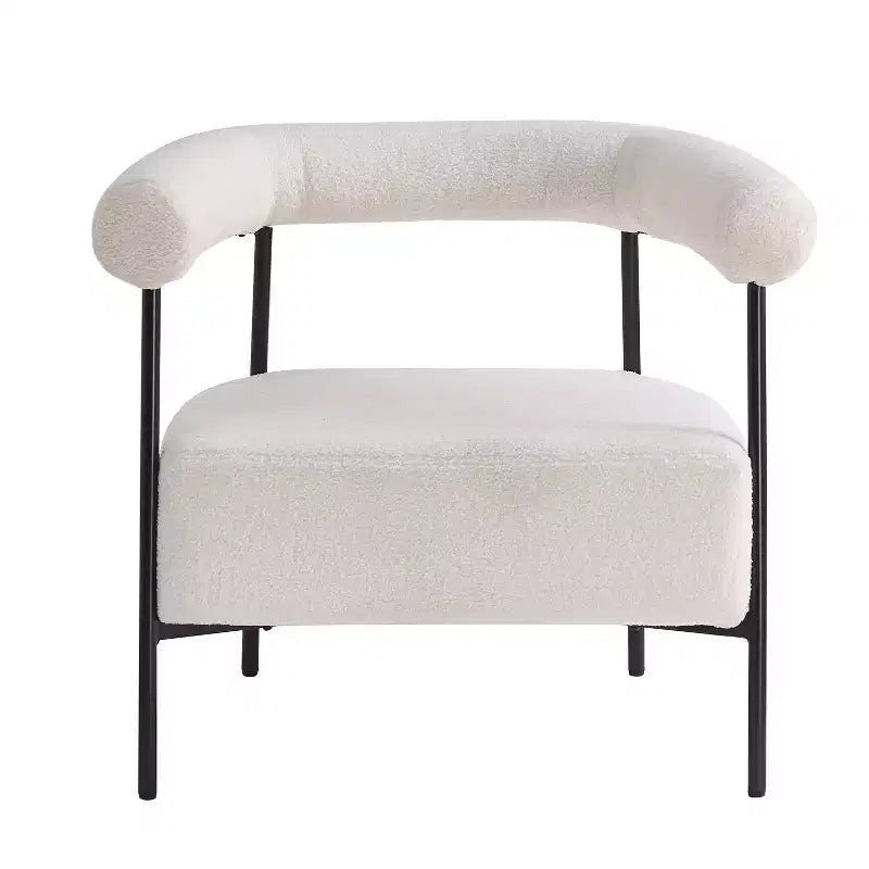 Christopher Knight Home Oliver Modern Boucle Upholstered Curved Accent Chair with Metal Frame, White