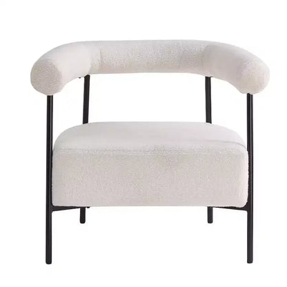 Christopher Knight Home Oliver Modern Boucle Upholstered Curved Accent Chair with Metal Frame, White