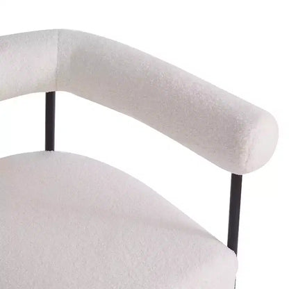 Modern Boucle Upholstered Curved Accent Chair with Metal Frame, White, 300 lbs