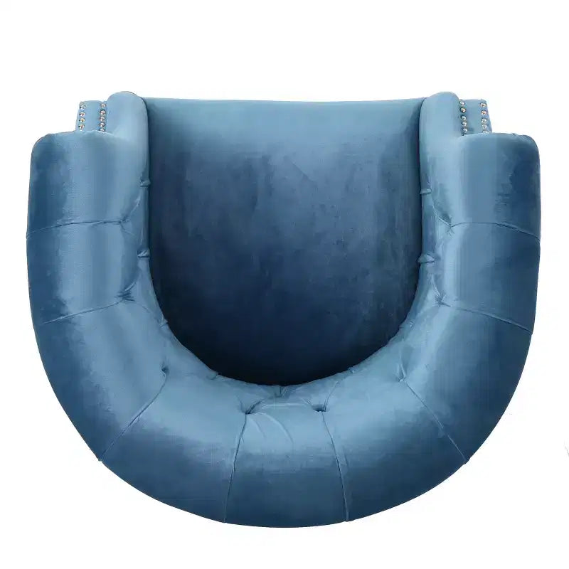 Contemporary Button-Tufted Upholstered Club Chair with Nailhead Trim & Birch Legs