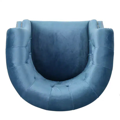 Contemporary Button-Tufted Upholstered Club Chair with Nailhead Trim & Birch Legs