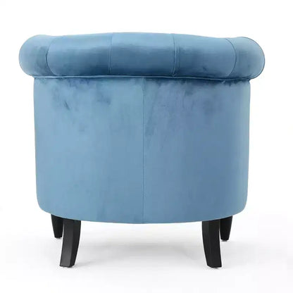Contemporary Button-Tufted Upholstered Club Chair with Nailhead Trim & Birch Legs