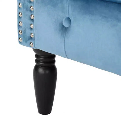 Contemporary Button-Tufted Upholstered Club Chair with Nailhead Trim & Birch Legs