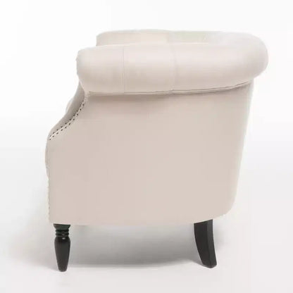 Contemporary Button-Tufted Upholstered Club Chair with Nailhead Trim & Birch Legs
