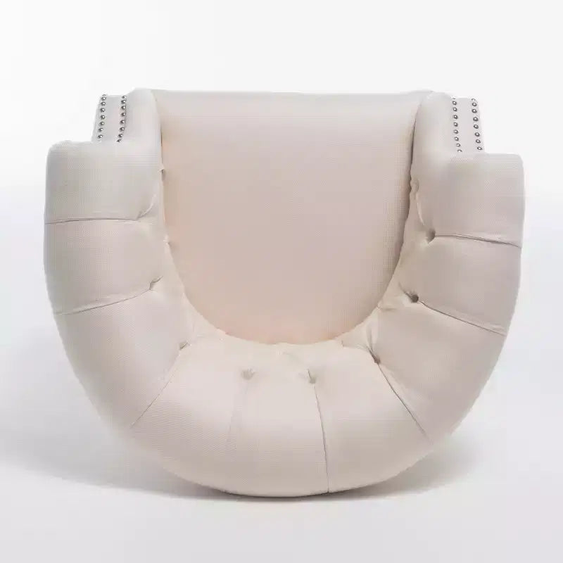 Contemporary Button-Tufted Upholstered Club Chair with Nailhead Trim & Birch Legs