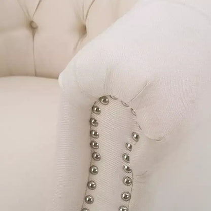 Contemporary Button-Tufted Upholstered Club Chair with Nailhead Trim & Birch Legs
