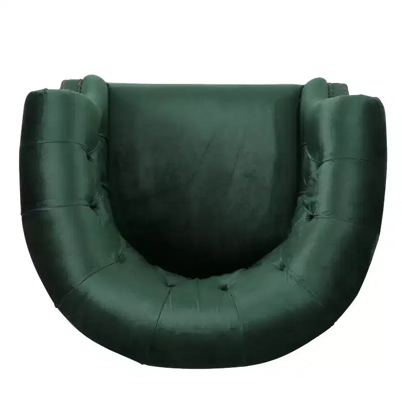 Contemporary Button-Tufted Upholstered Club Chair with Nailhead Trim & Birch Legs