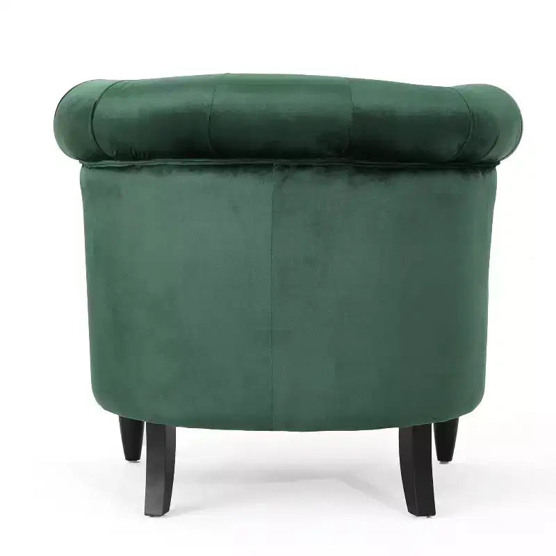 Contemporary Button-Tufted Upholstered Club Chair with Nailhead Trim & Birch Legs