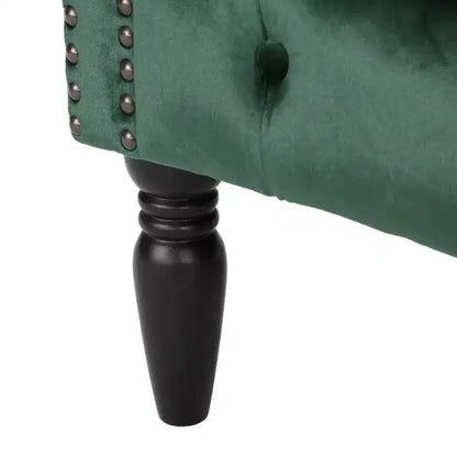 Contemporary Button-Tufted Upholstered Club Chair with Nailhead Trim & Birch Legs