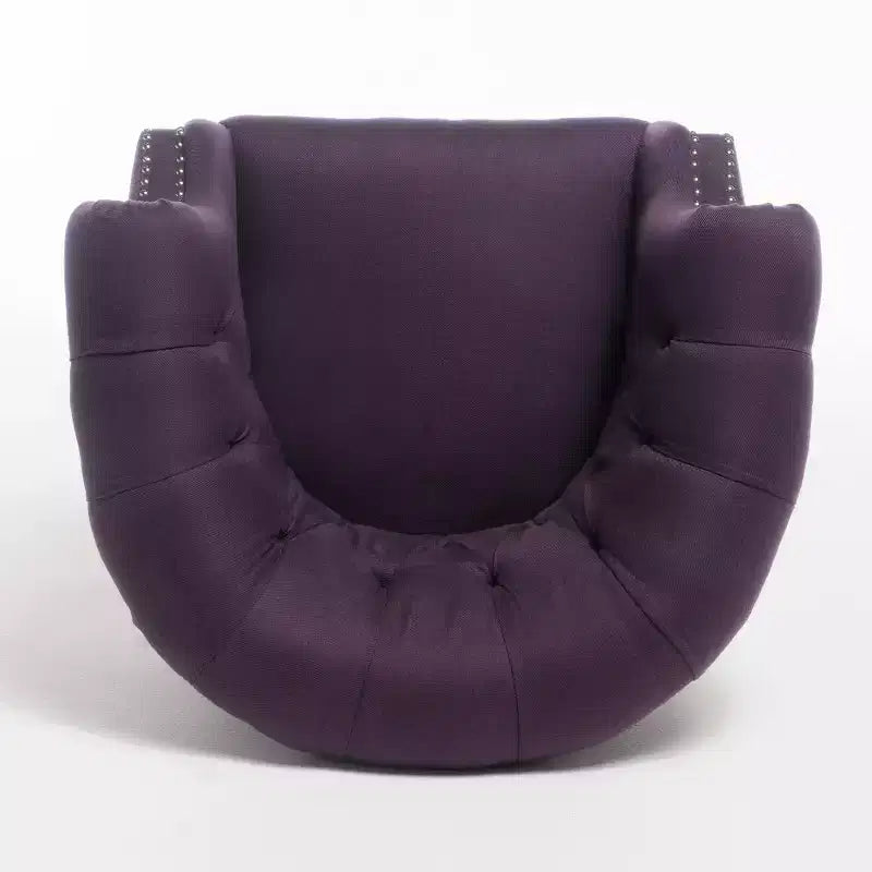Contemporary Button-Tufted Upholstered Club Chair with Nailhead Trim & Birch Legs