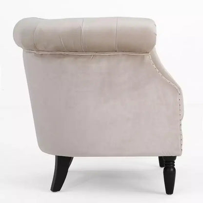 Contemporary Button-Tufted Upholstered Club Chair with Nailhead Trim & Birch Legs