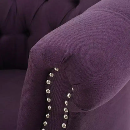 Contemporary Button-Tufted Upholstered Club Chair with Nailhead Trim & Birch Legs