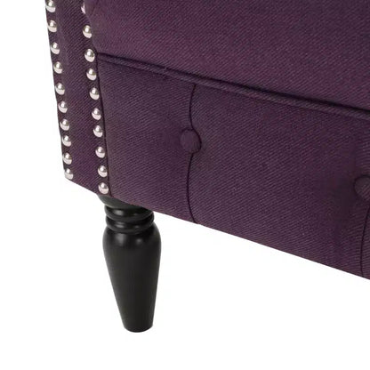 Contemporary Button-Tufted Upholstered Club Chair with Nailhead Trim & Birch Legs