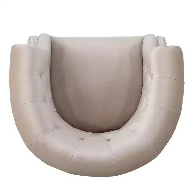 Contemporary Button-Tufted Upholstered Club Chair with Nailhead Trim & Birch Legs
