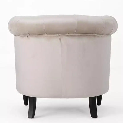 Contemporary Button-Tufted Upholstered Club Chair with Nailhead Trim & Birch Legs