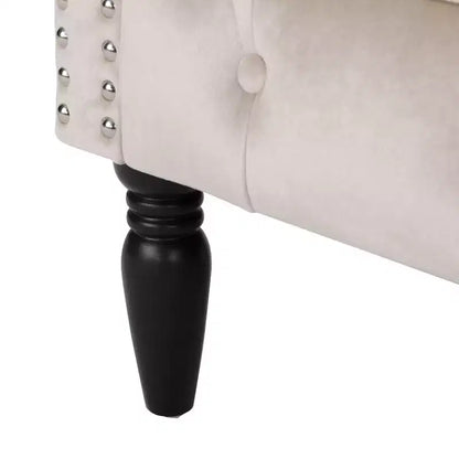 Contemporary Button-Tufted Upholstered Club Chair with Nailhead Trim & Birch Legs