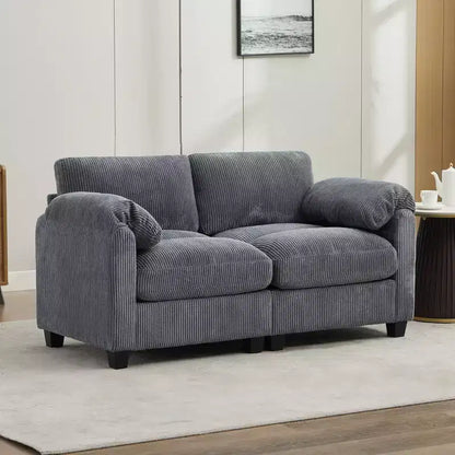 60.6in Upholstered Corduroy Loveseat Sofa, Modular 2-Seater, 500 lbs Capacity