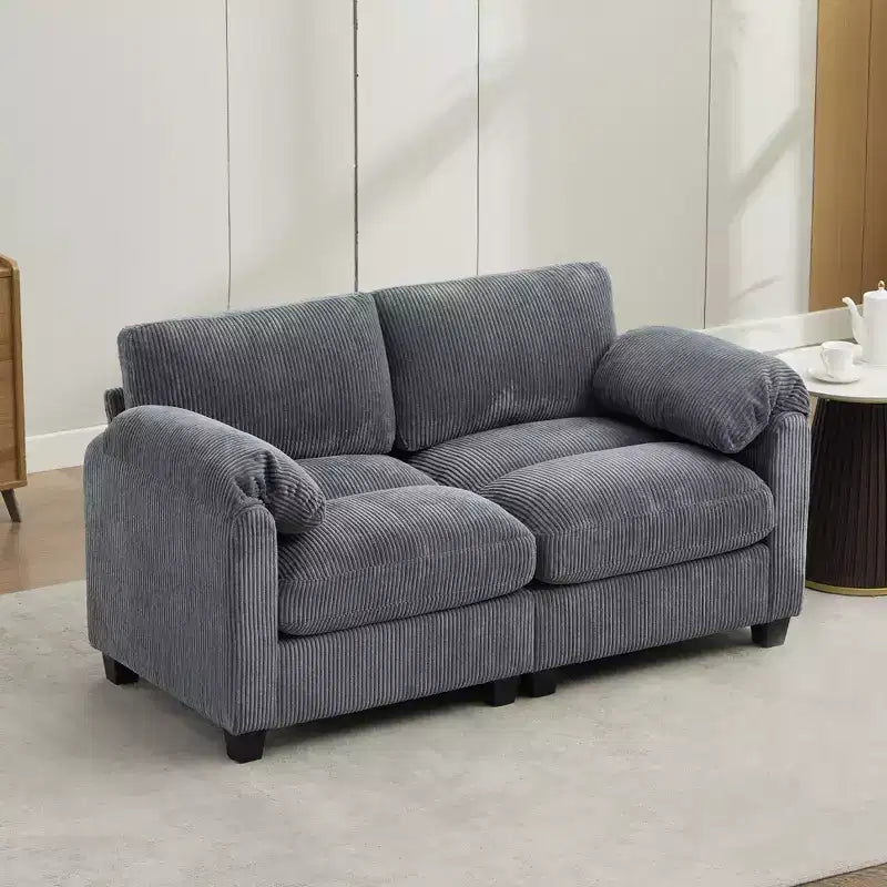 60.6in Upholstered Corduroy Loveseat Sofa, Modular 2-Seater, 500 lbs Capacity
