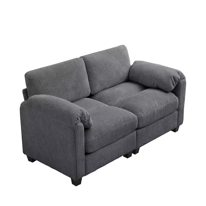 60.6in Upholstered Corduroy Loveseat Sofa, Modular 2-Seater, 500 lbs Capacity