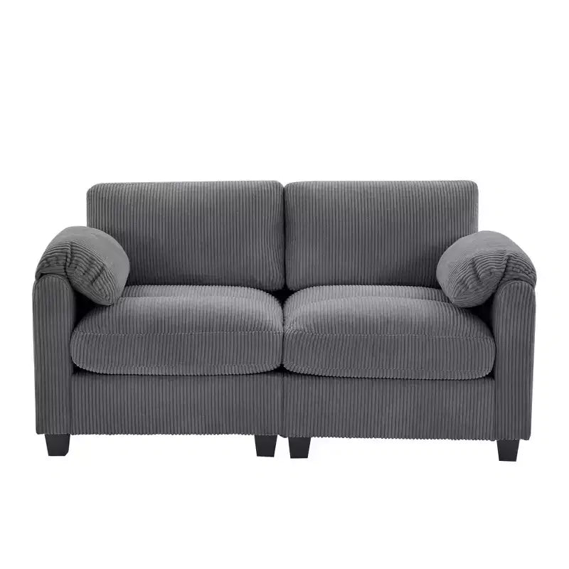 60.6in Upholstered Corduroy Loveseat Sofa, Modular 2-Seater, 500 lbs Capacity