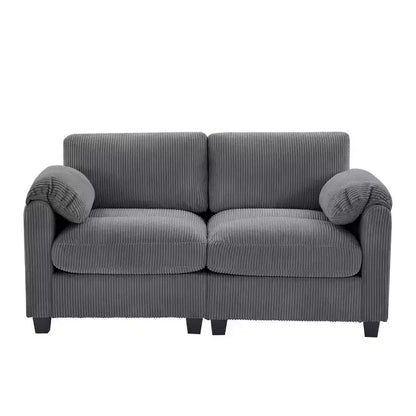 60.6in Upholstered Corduroy Loveseat Sofa, Modular 2-Seater, 500 lbs Capacity