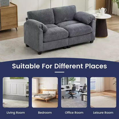 60.6in Upholstered Corduroy Loveseat Sofa, Modular 2-Seater, 500 lbs Capacity