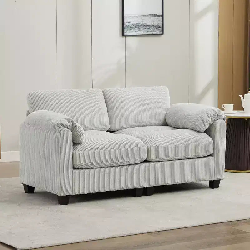 60.6in Upholstered Corduroy Loveseat Sofa, Modular 2-Seater, 500 lbs Capacity