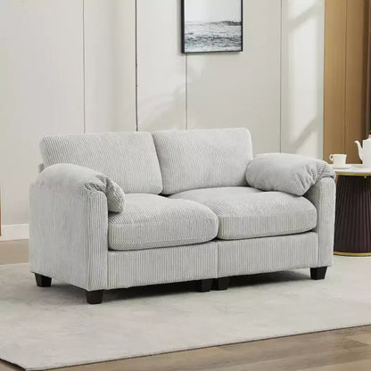 60.6in Upholstered Corduroy Loveseat Sofa, Modular 2-Seater, 500 lbs Capacity