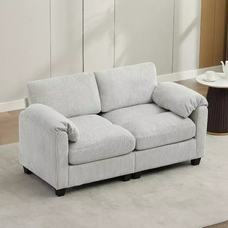 60.6in Upholstered Corduroy Loveseat Sofa, Modular 2-Seater, 500 lbs Capacity
