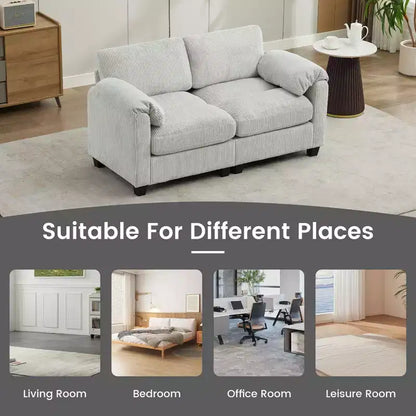 60.6in Upholstered Corduroy Loveseat Sofa, Modular 2-Seater, 500 lbs Capacity